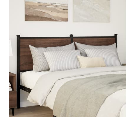 vidaXL Tăblie de pat, stejar maro, 150 cm, lemn prelucrat și oțel