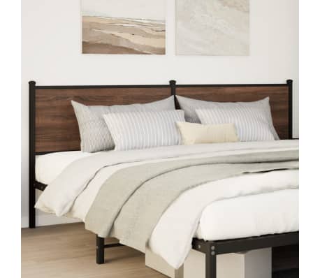 vidaXL Headboard Brown Oak 200 cm Engineered Wood and Steel