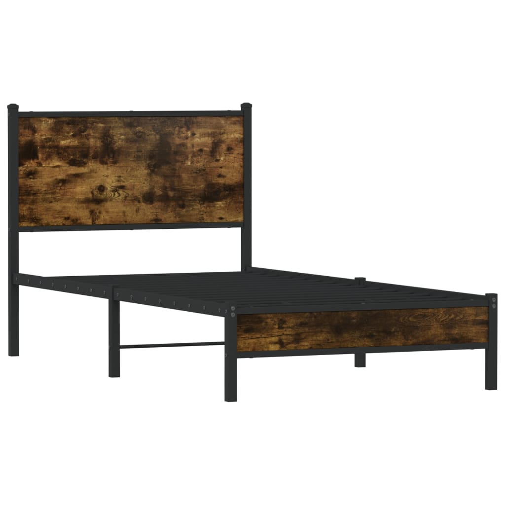 vidaXL Bedframe zonder matras metaal gerookt eikenkleurig 75x190 cm afbeelding