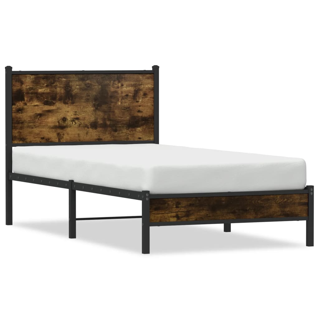 vidaXL Bedframe zonder matras metaal gerookt eikenkleurig 80x200 cm, foto 3