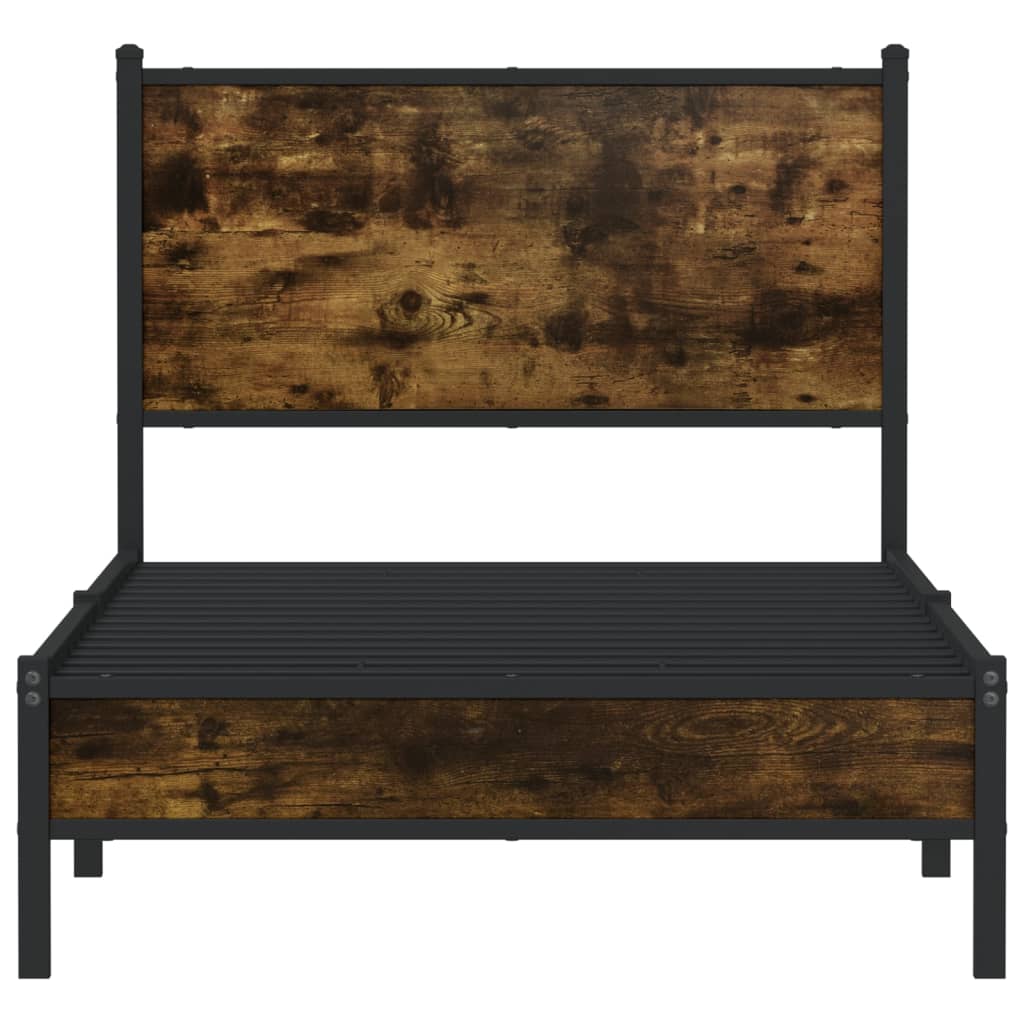 vidaXL Bedframe zonder matras metaal gerookt eikenkleurig 80x200 cm, foto 4