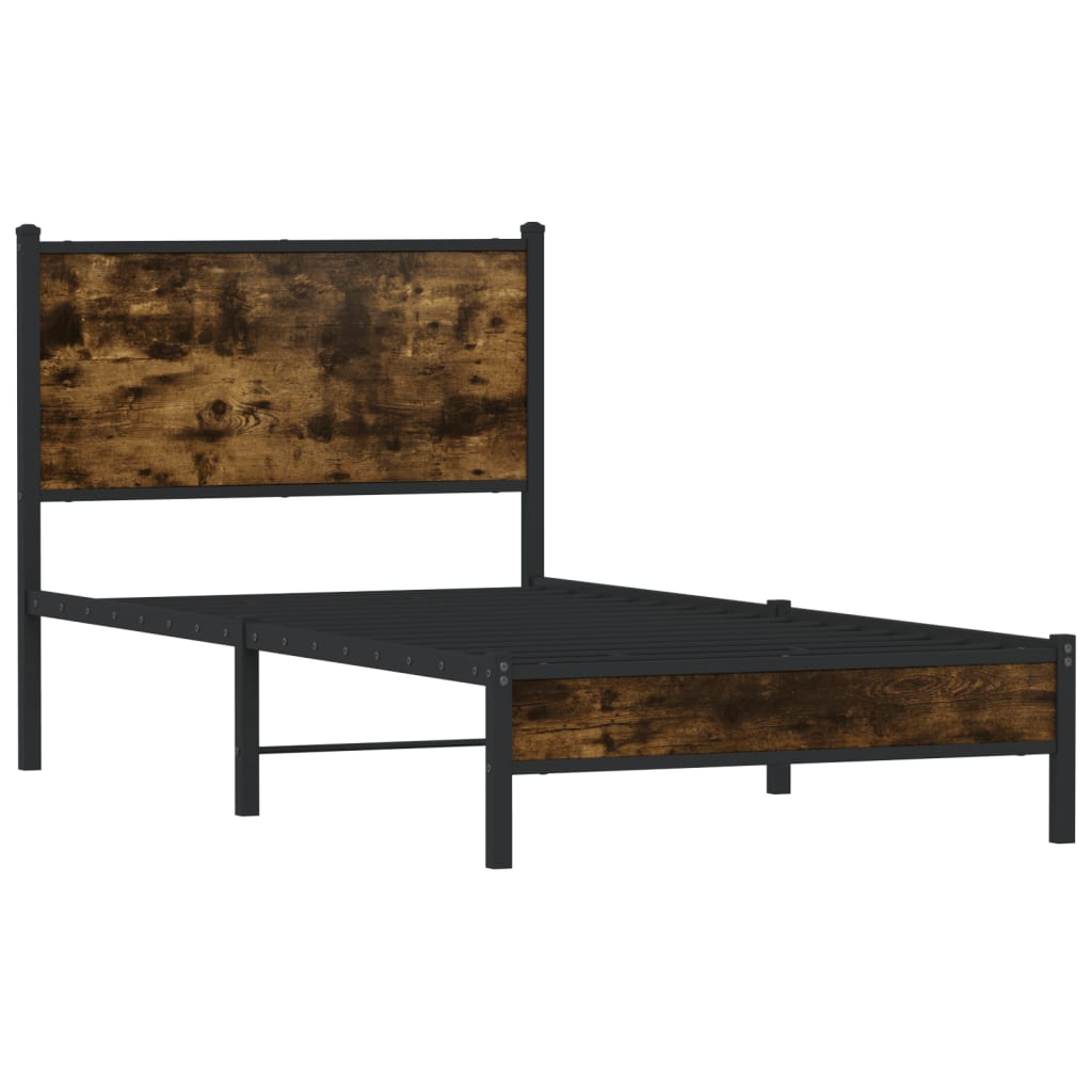 vidaXL Bedframe zonder matras metaal gerookt eikenkleurig 90x200 cm afbeelding