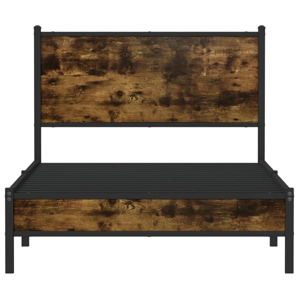 vidaXL Bedframe zonder matras metaal gerookt eikenkleurig 100x190 cm, foto 4