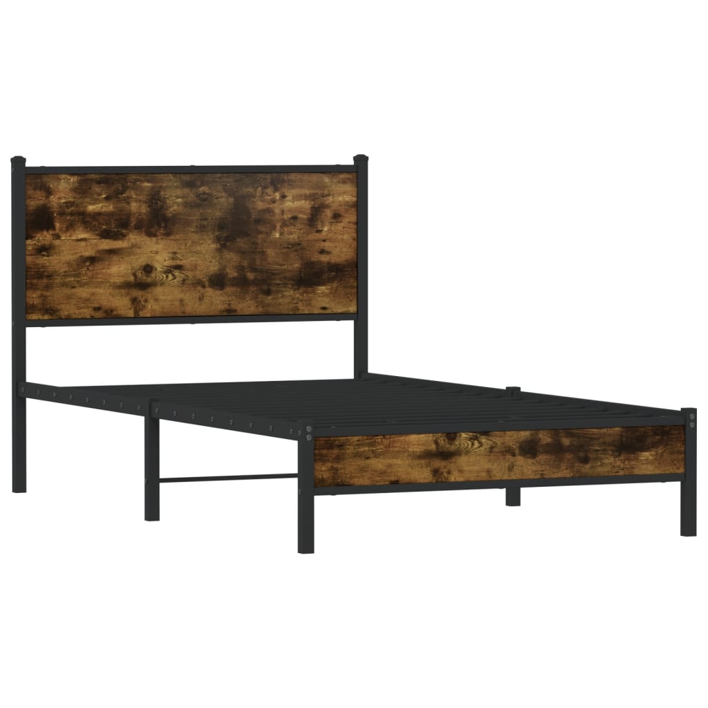 vidaXL Bedframe zonder matras metaal gerookt eikenkleurig 100x200 cm afbeelding