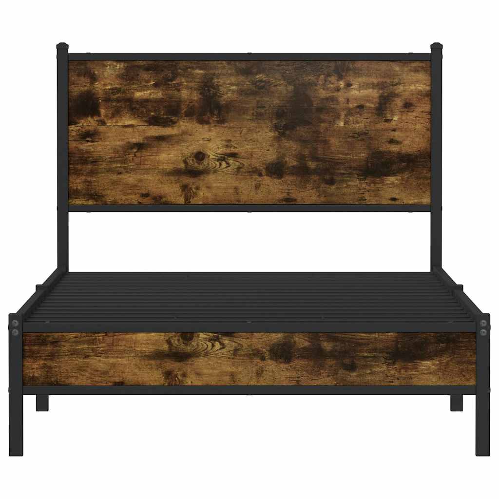 vidaXL Bedframe zonder matras metaal gerookt eikenkleurig 100x200 cm, foto 4