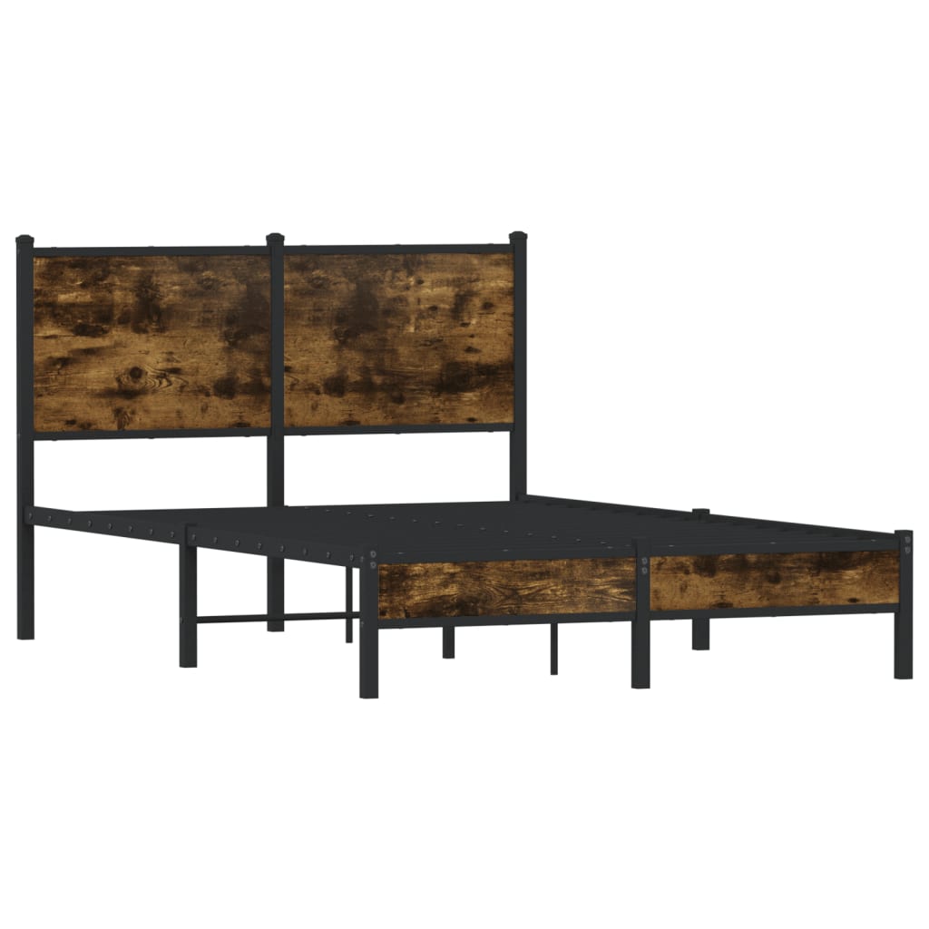 vidaXL Bedframe zonder matras metaal gerookt eikenkleurig 120x200 cm, foto 2