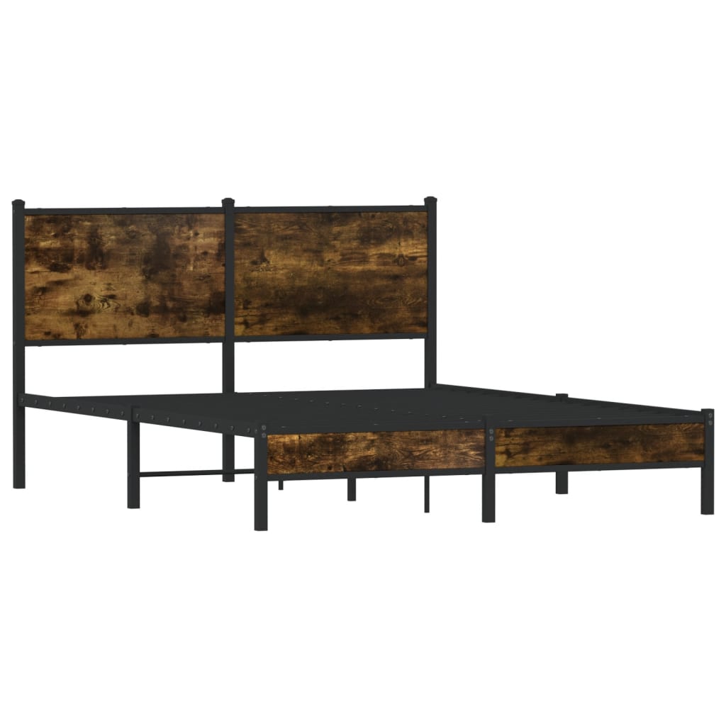 vidaXL Bedframe zonder matras metaal gerookt eikenkleurig 150x200 cm afbeelding