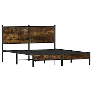 Kovový rám postele bez matrace kouřový dub 150 x 200 cm - obrázek 3