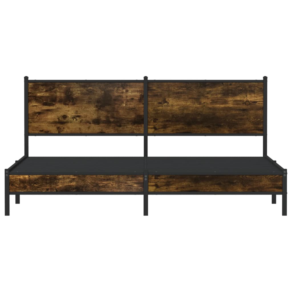 vidaXL Bedframe zonder matras metaal gerookt eikenkleurig 160x200 cm, foto 4