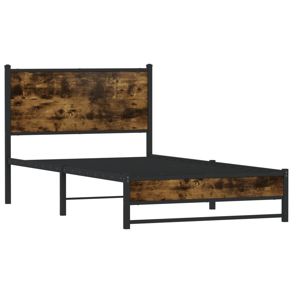 vidaXL Bedframe zonder matras metaal gerookt eikenkleurig 100x190 cm afbeelding
