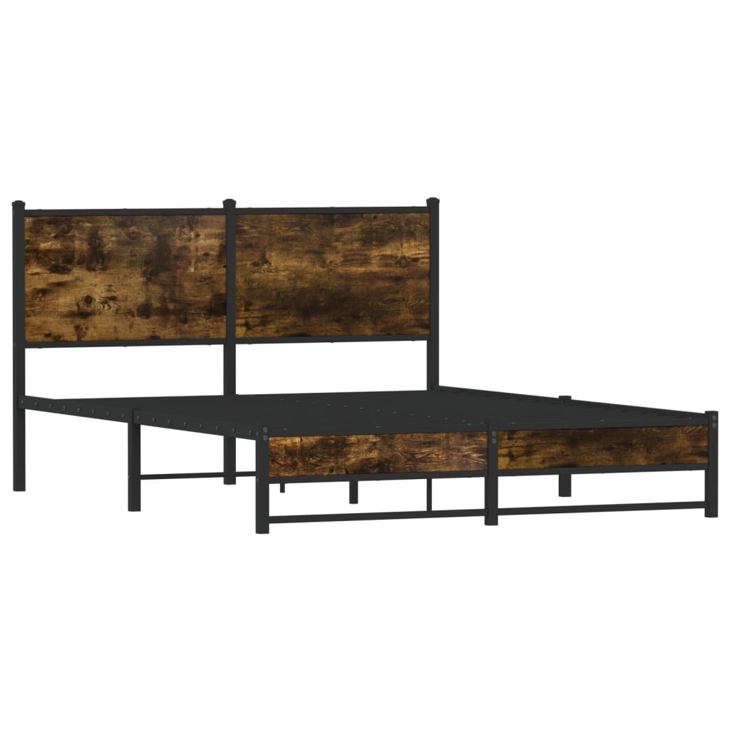 vidaXL Bedframe zonder matras metaal gerookt eikenkleurig 140x200 cm afbeelding