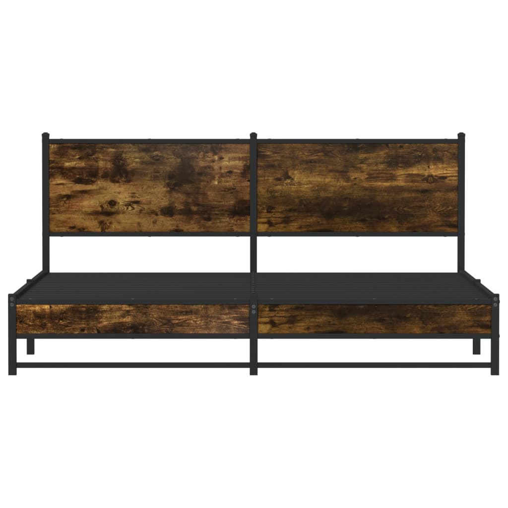 vidaXL Bedframe zonder matras metaal gerookt eikenkleurig 160x200 cm, foto 4