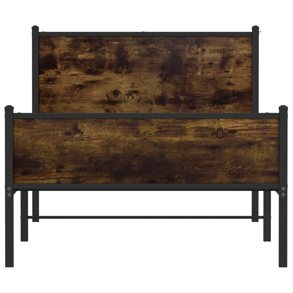 vidaXL Bedframe zonder matras metaal gerookt eikenkleurig 100x190 cm, foto 4