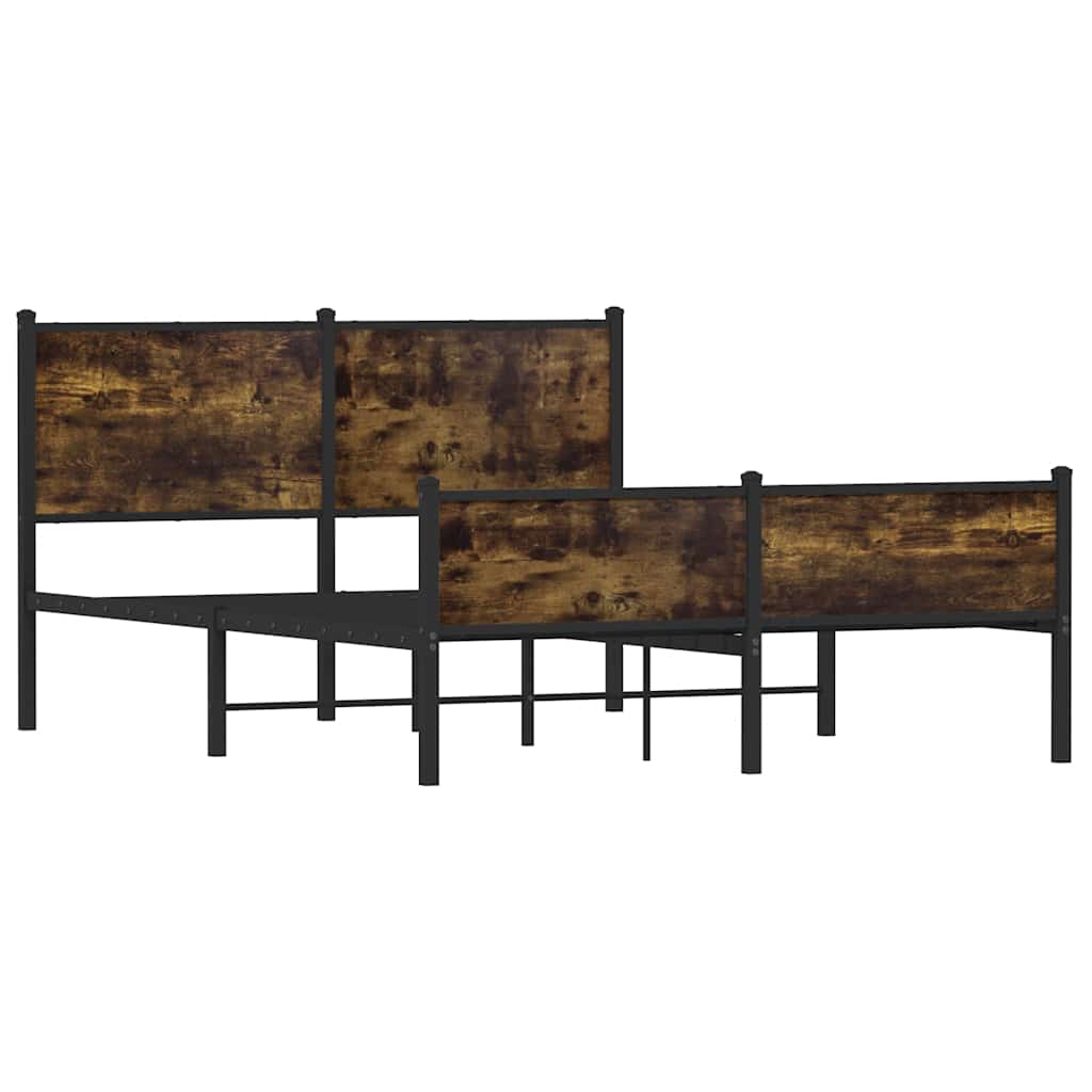vidaXL Bedframe zonder matras metaal gerookt eikenkleurig 137x190 cm afbeelding