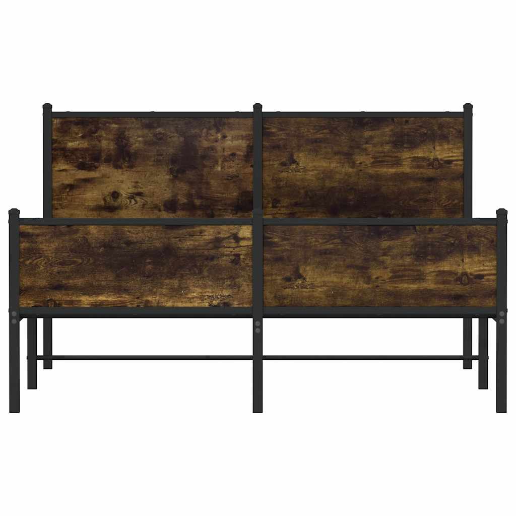 vidaXL Bedframe zonder matras metaal gerookt eikenkleurig 140x200 cm, foto 4