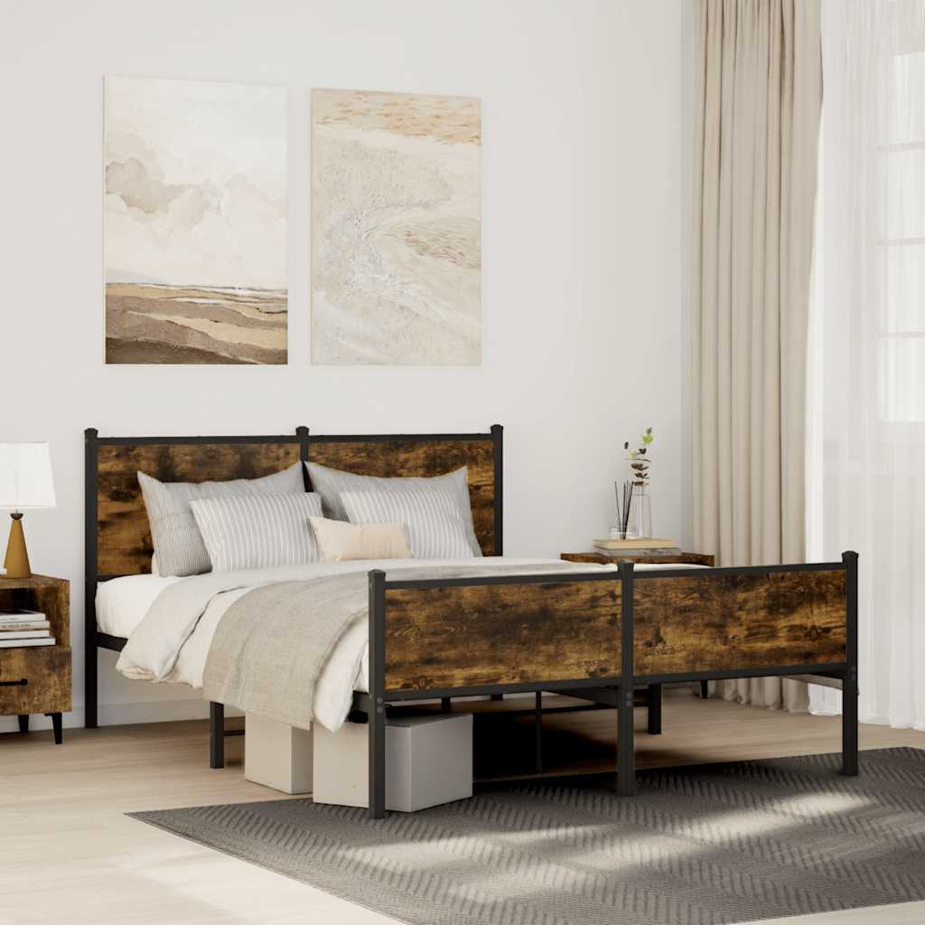 Thumbnail - vidaXL Metallbett ohne Matratze Räuchereiche 140x200 cm