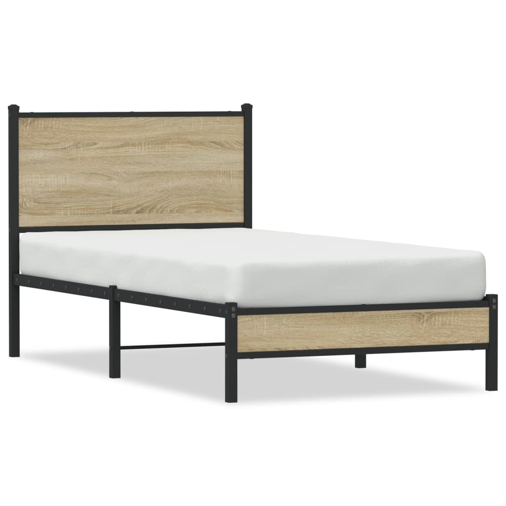 Metallbett ohne Matratze Sonoma-Eiche 75×190 cm