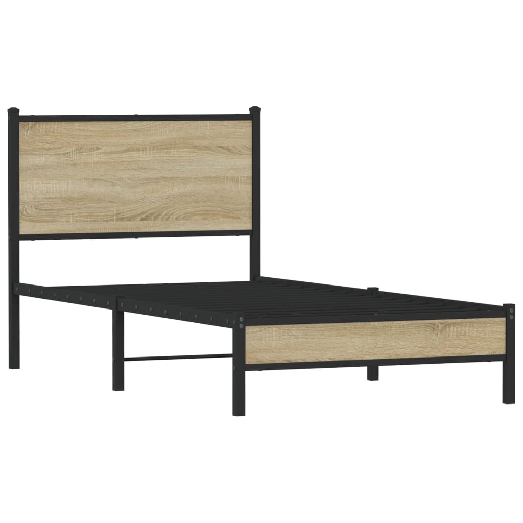 vidaXL Bedframe zonder matras metaal sonoma eikenkleurig 80x200 cm, foto 2