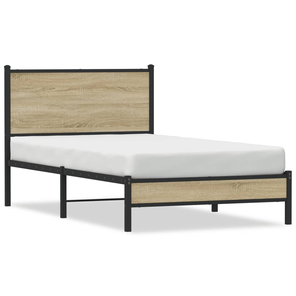 vidaXL Bedframe zonder matras metaal sonoma eikenkleurig 100x200 cm, foto 3