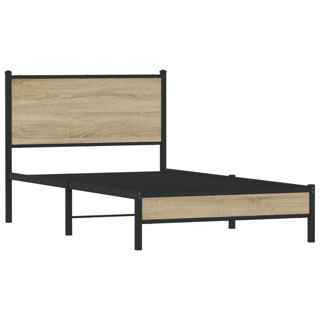 vidaXL Bedframe zonder matras metaal sonoma eikenkleurig 100x200 cm afbeelding