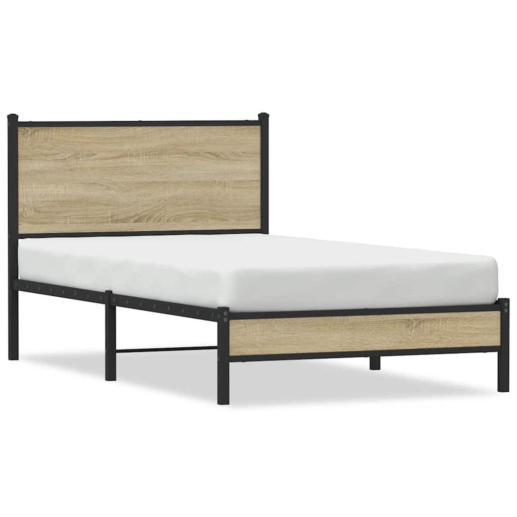 vidaXL Bedframe zonder matras metaal sonoma eikenkleurig 107x203 cm, foto 3