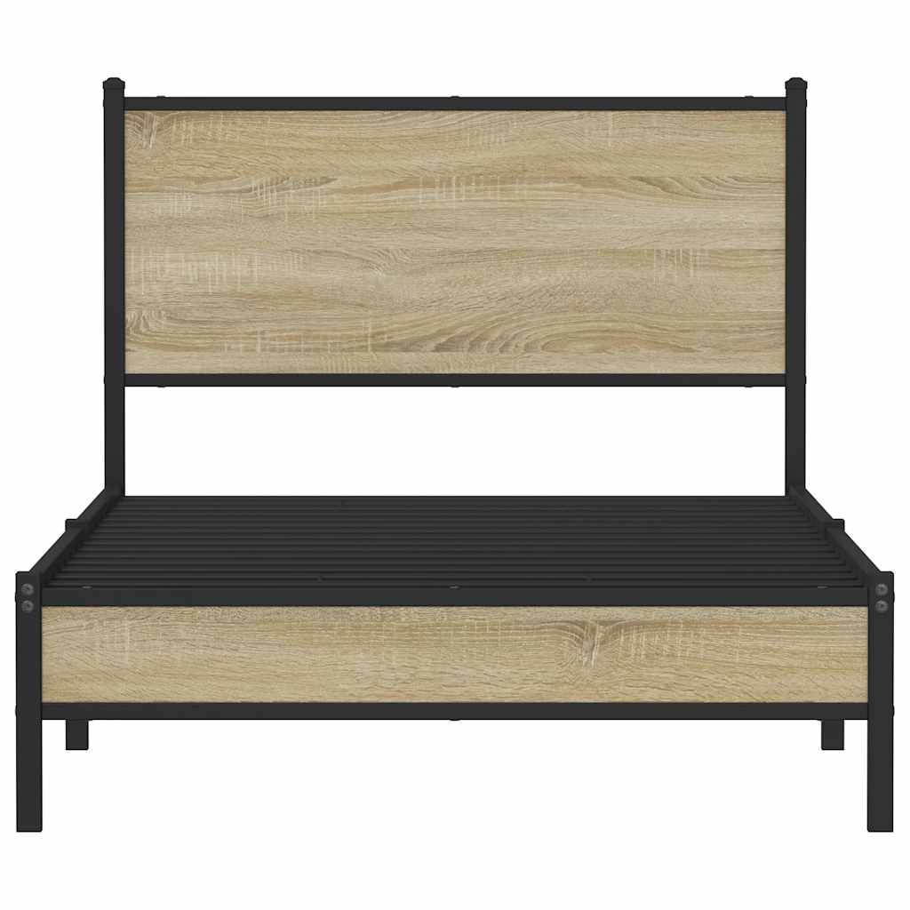 vidaXL Bedframe zonder matras metaal sonoma eikenkleurig 107x203 cm, foto 4