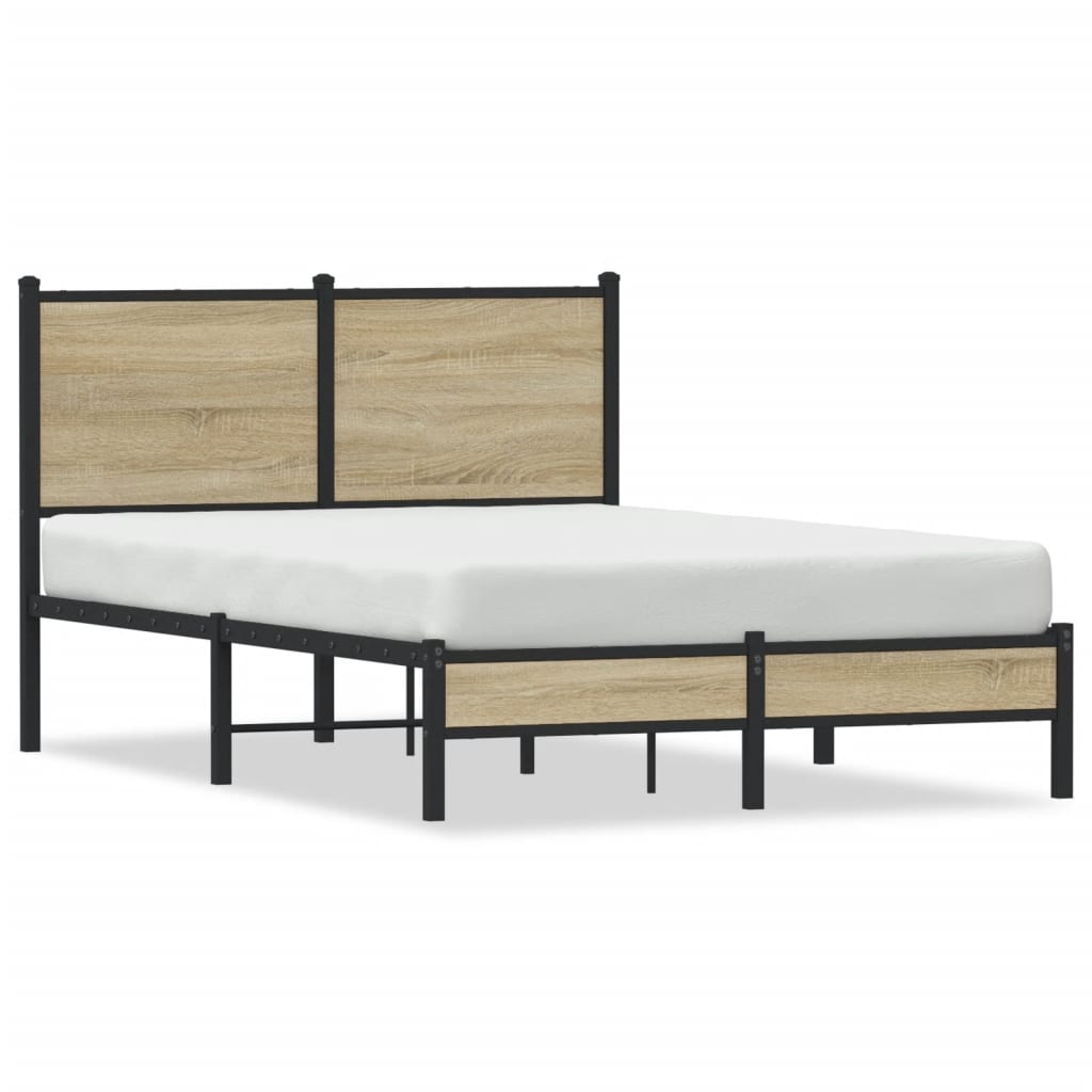 Metallbett ohne Matratze Sonoma-Eiche 120×190 cm