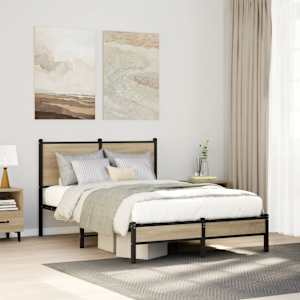 Kovinski posteljni okvir brez vzmetnice sonoma hrast 120x190 cm