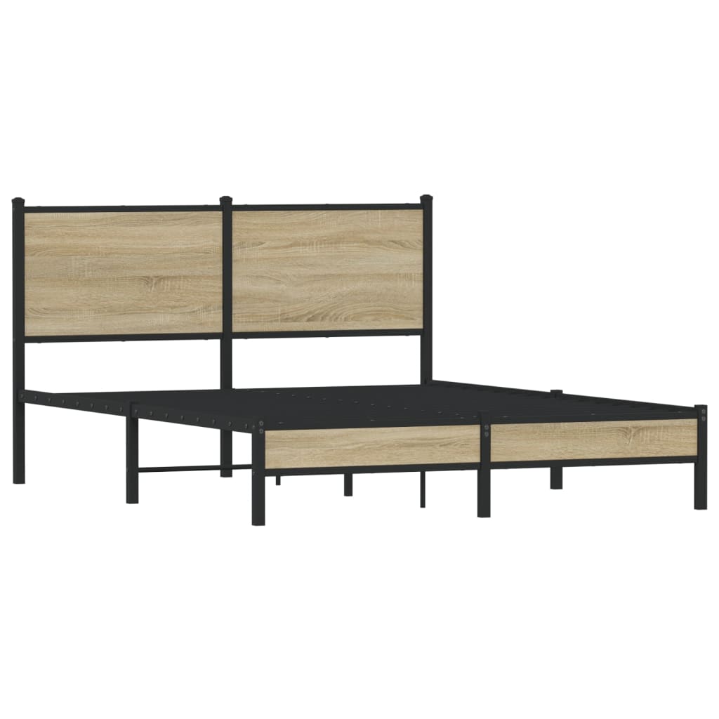 vidaXL Bedframe zonder matras metaal sonoma eikenkleurig 137x190 cm afbeelding
