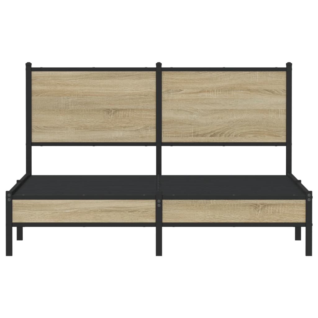 vidaXL Bedframe zonder matras metaal sonoma eikenkleurig 137x190 cm, foto 4