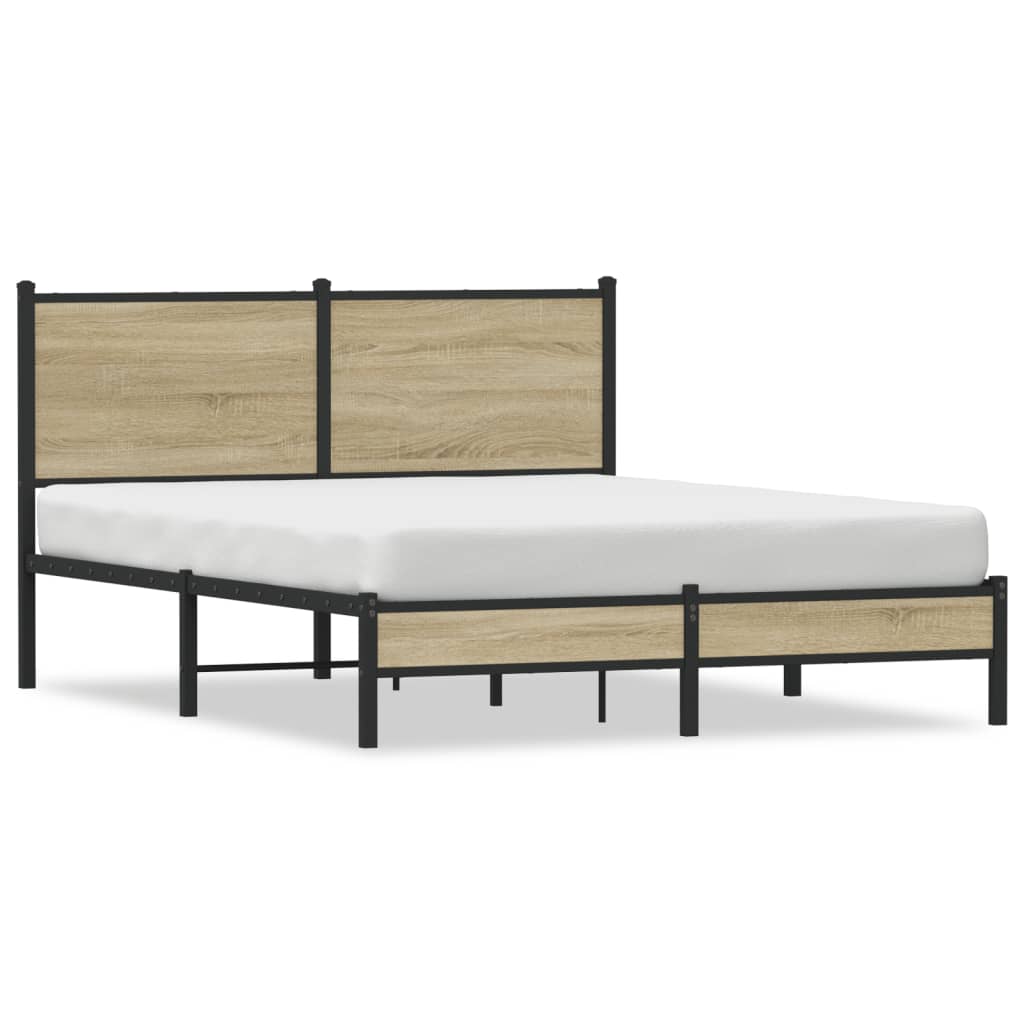 Metallbett ohne Matratze Sonoma-Eiche 140×190 cm