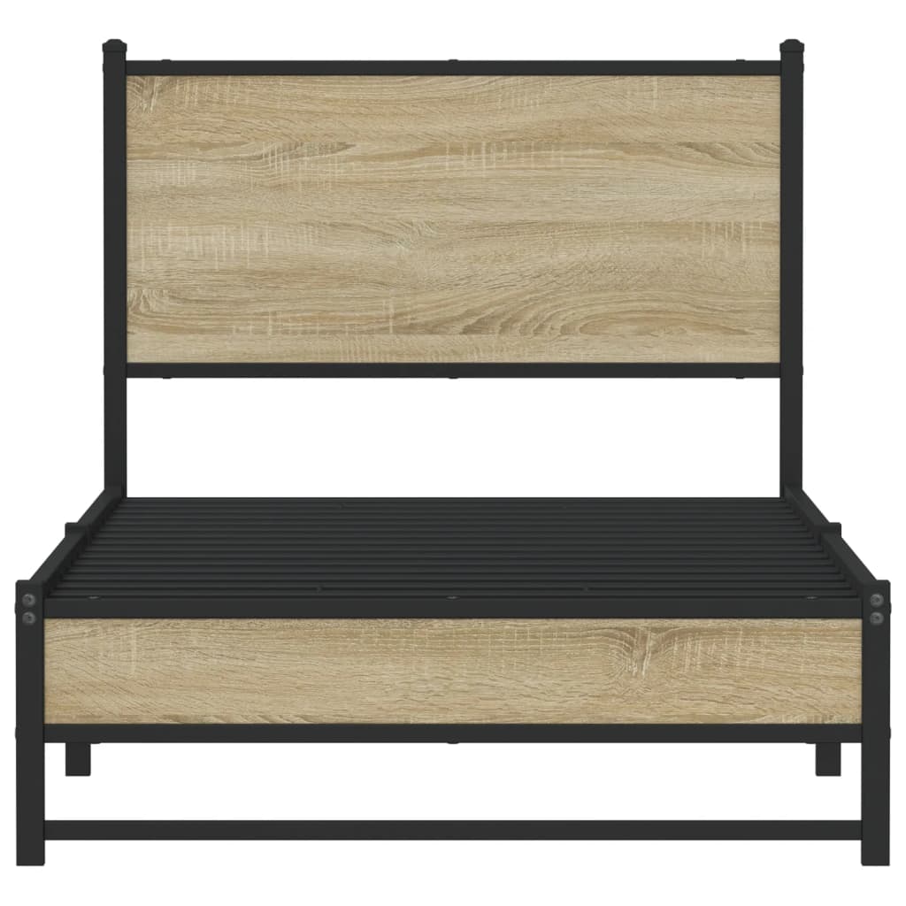 vidaXL Bedframe zonder matras metaal sonoma eikenkleurig 75x190 cm, foto 4