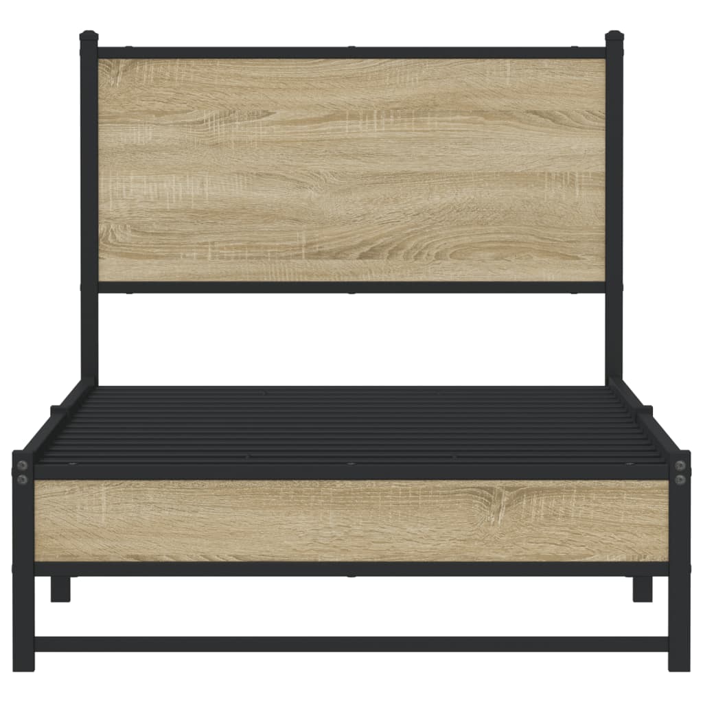 vidaXL Bedframe zonder matras metaal sonoma eikenkleurig 90x190 cm, foto 4