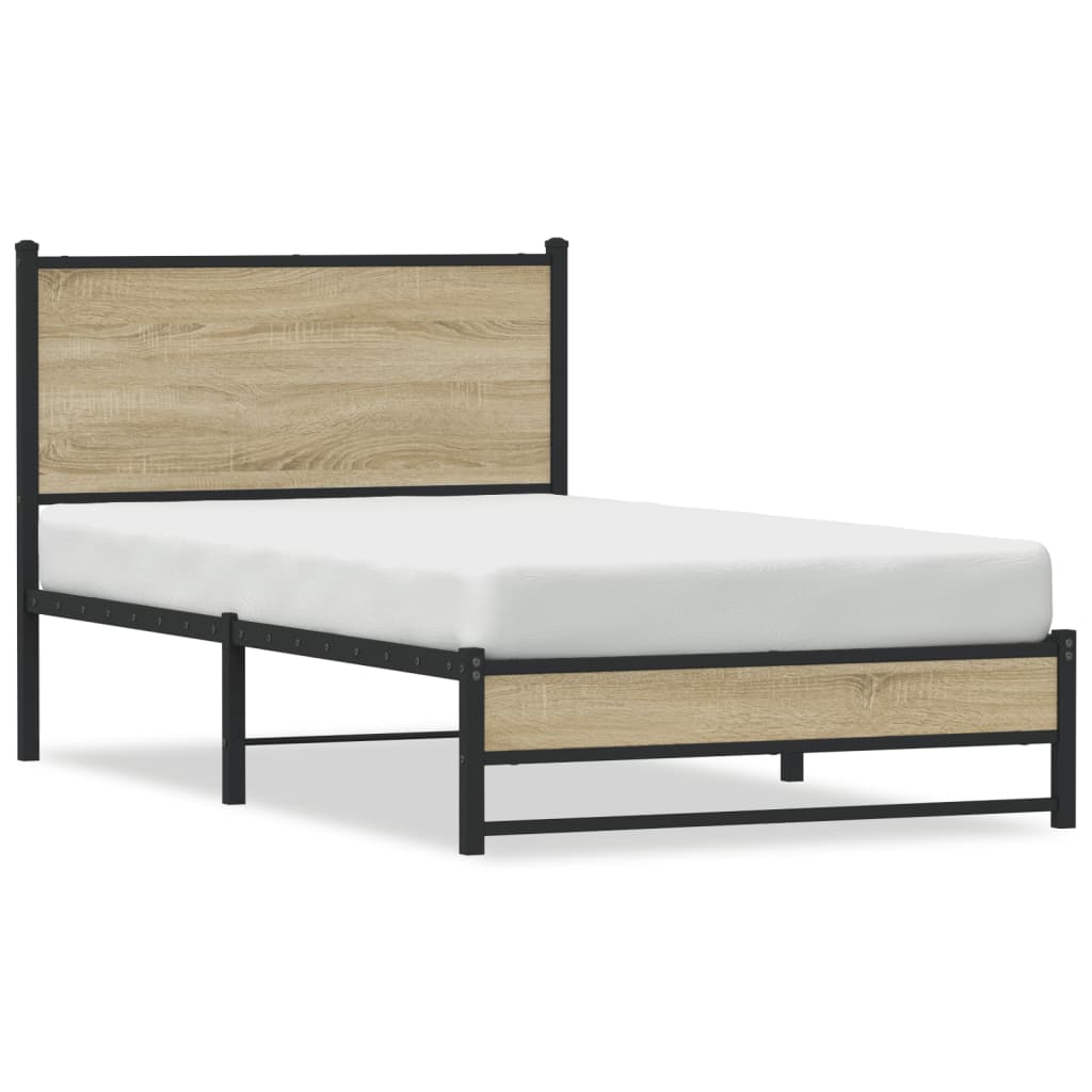 vidaXL Bedframe zonder matras metaal sonoma eikenkleurig 100x190 cm, foto 3