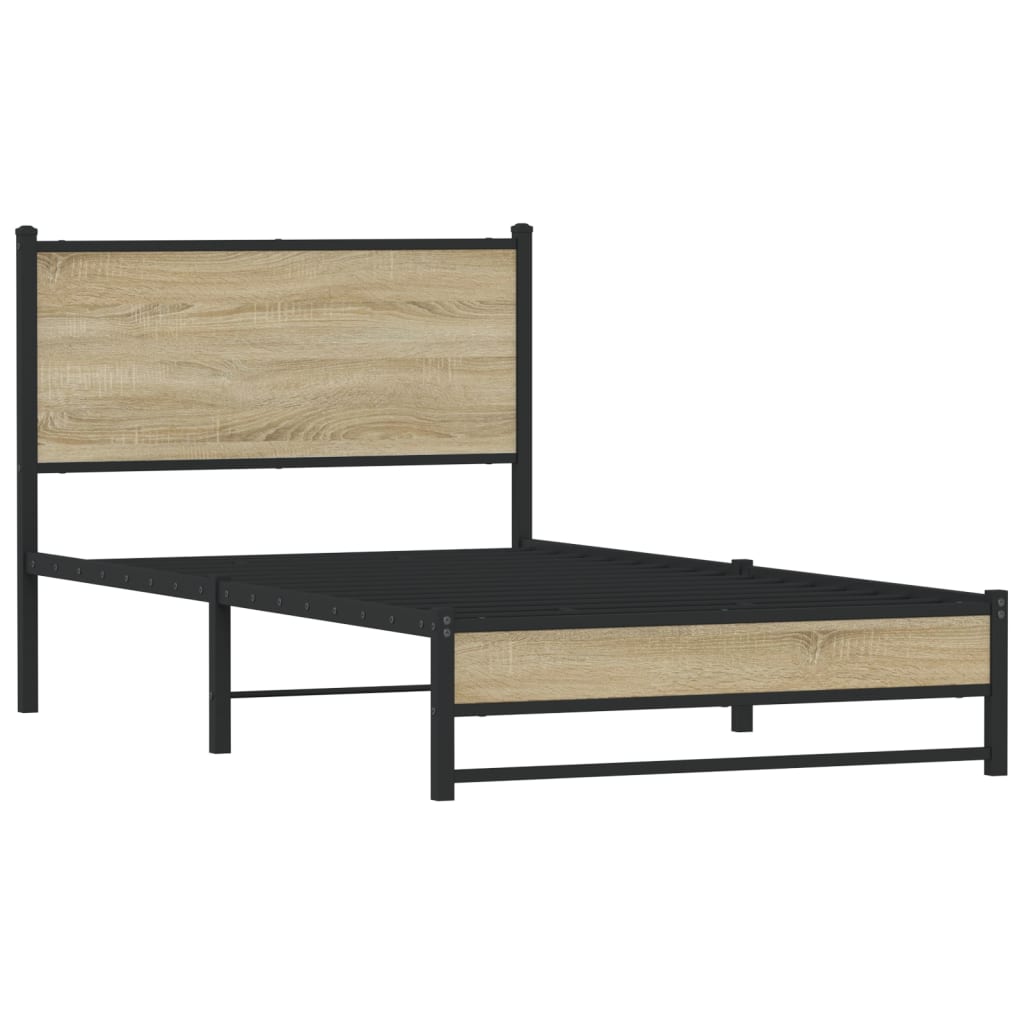 vidaXL Bedframe zonder matras metaal sonoma eikenkleurig 100x190 cm, foto 2
