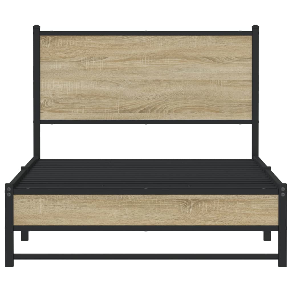 vidaXL Bedframe zonder matras metaal sonoma eikenkleurig 100x190 cm, foto 4