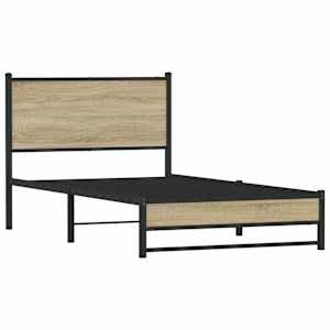 Kovový rám postele bez matrace dub sonoma 100 x 190 cm - obrázek 3