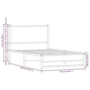 Kovový rám postele bez matrace dub sonoma 107 x 203 cm - obrázek 10