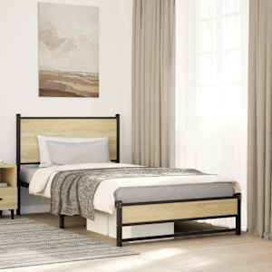 Kovový rám postele bez matrace dub sonoma 107 x 203 cm - obrázek 1