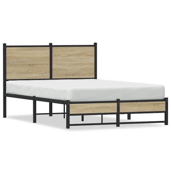vidaXL metallist voodiraam ilma madratsita Sonoma tamm 120x200 cm