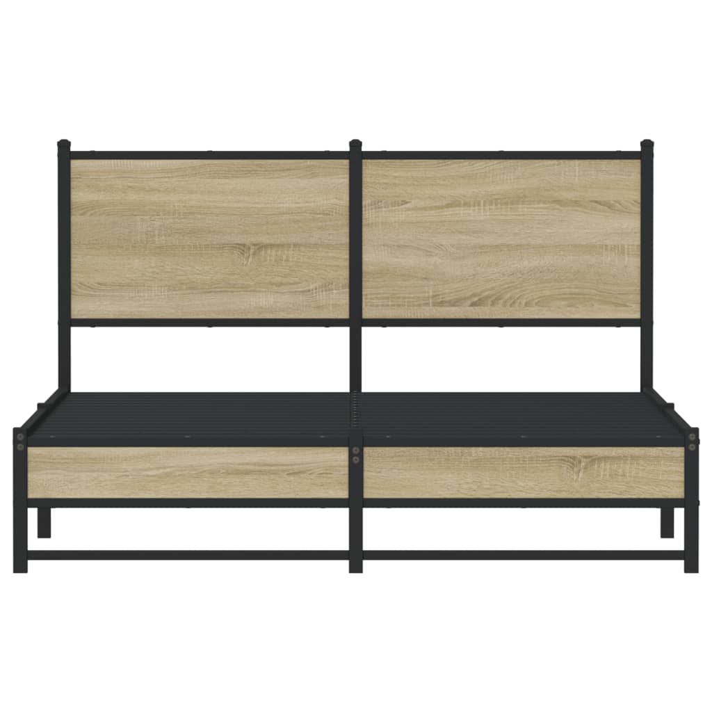 vidaXL Bedframe zonder matras metaal sonoma eikenkleurig 137x190 cm, foto 4