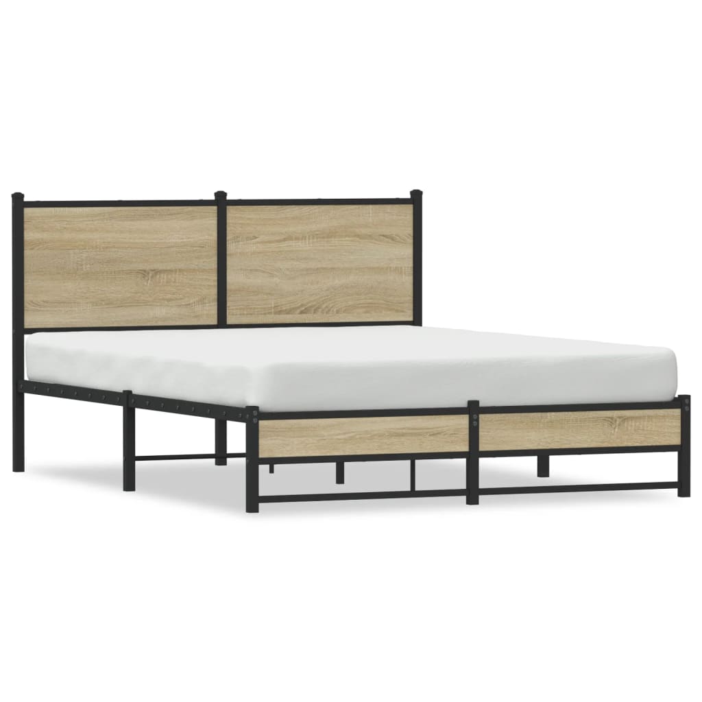 Metallbett ohne Matratze Sonoma-Eiche 140×190 cm