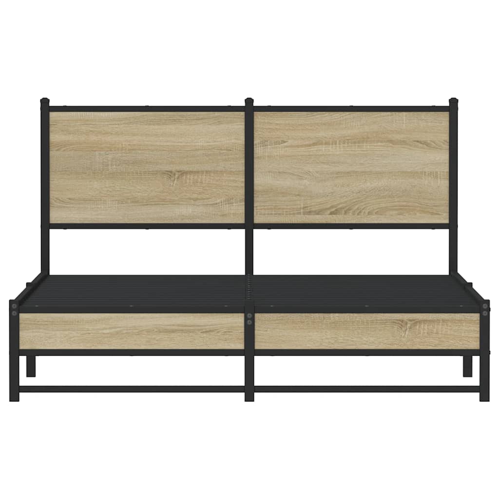 vidaXL Bedframe zonder matras metaal sonoma eikenkleurig 150x200 cm, foto 4