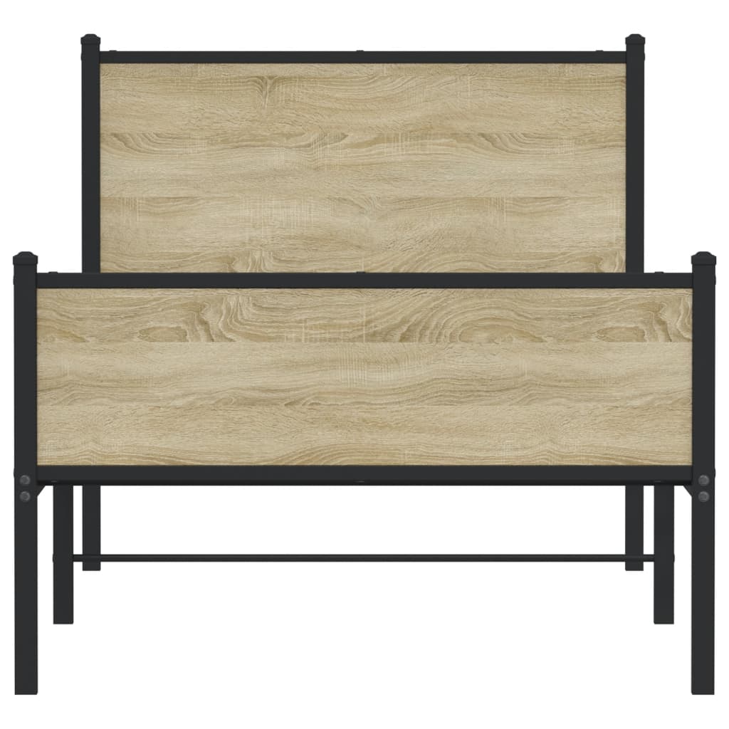 vidaXL Bedframe zonder matras metaal sonoma eikenkleurig 75x190 cm, foto 4