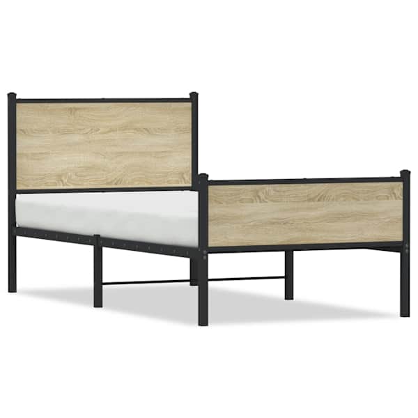 vidaXL metallist voodiraam ilma madratsita Sonoma tamm 100x190 cm