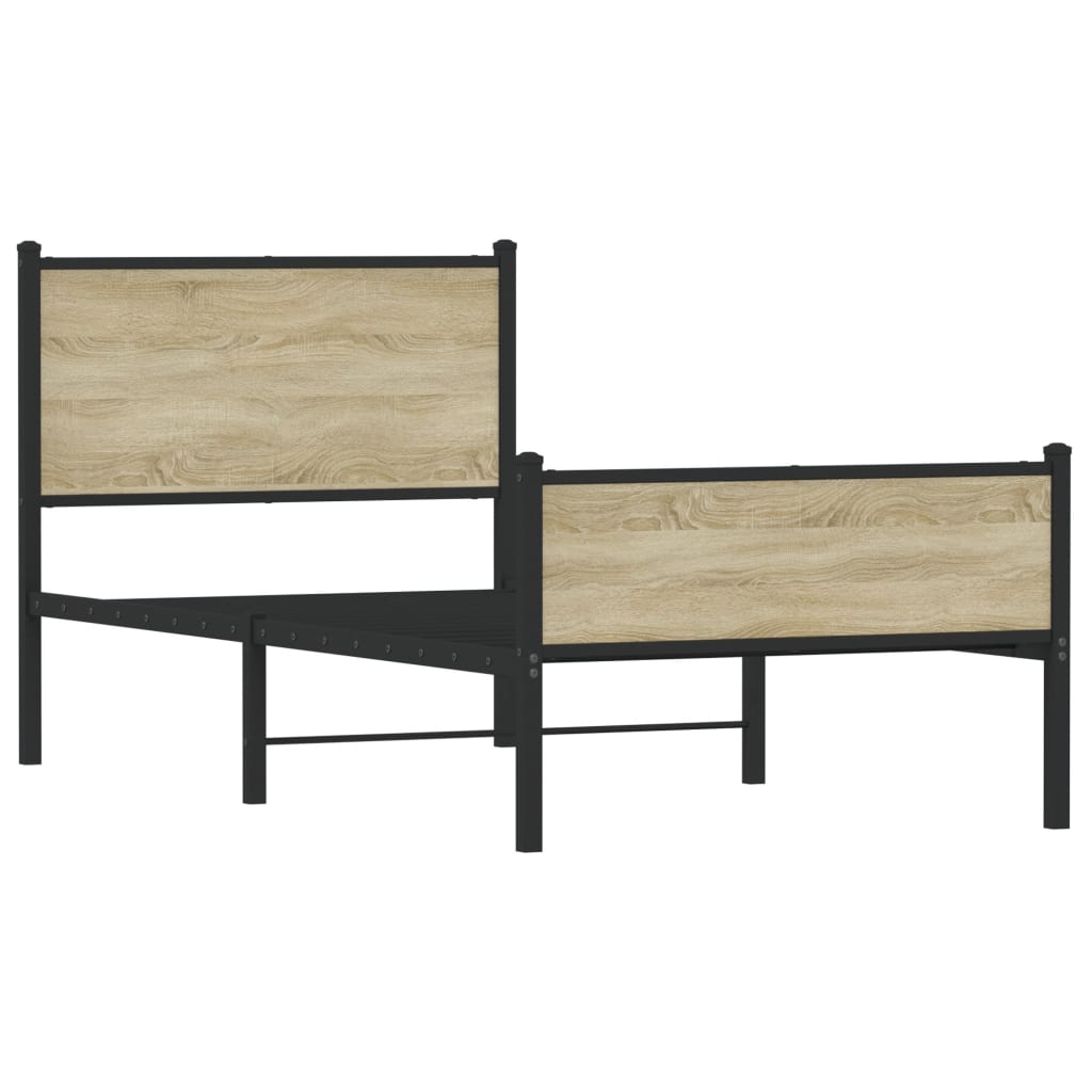 vidaXL Bedframe zonder matras metaal sonoma eikenkleurig 100x190 cm afbeelding