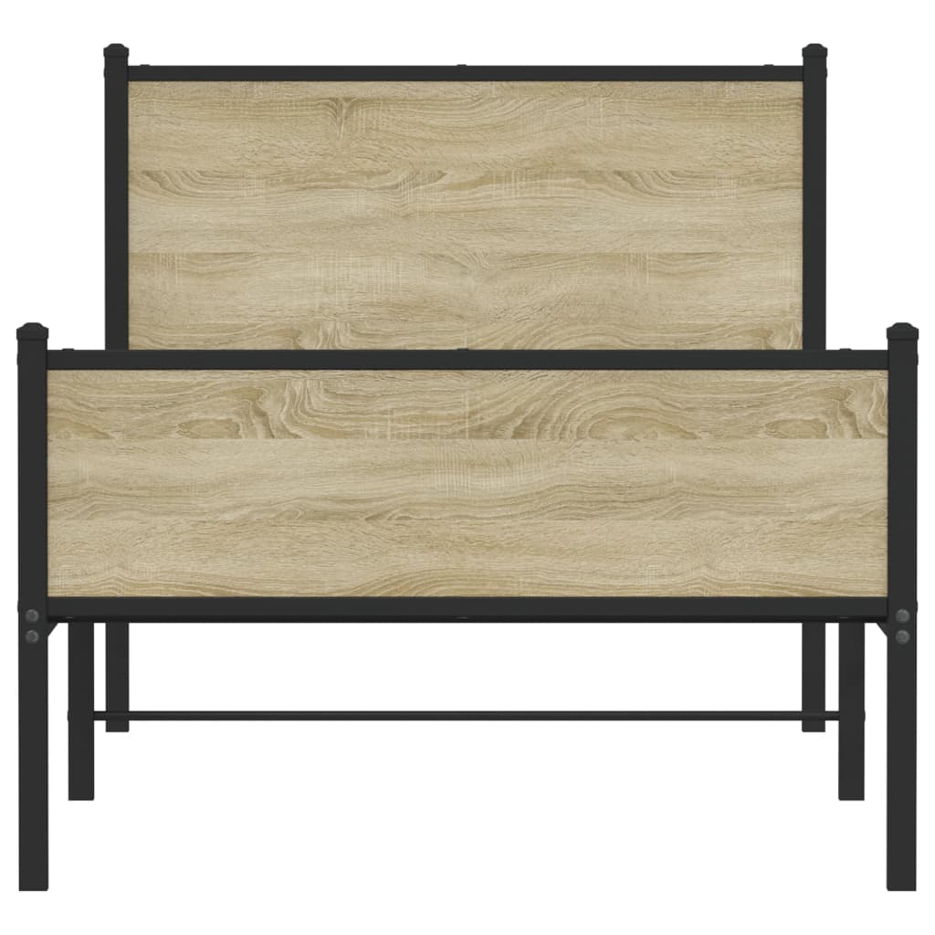 vidaXL Bedframe zonder matras metaal sonoma eikenkleurig 100x190 cm, foto 4