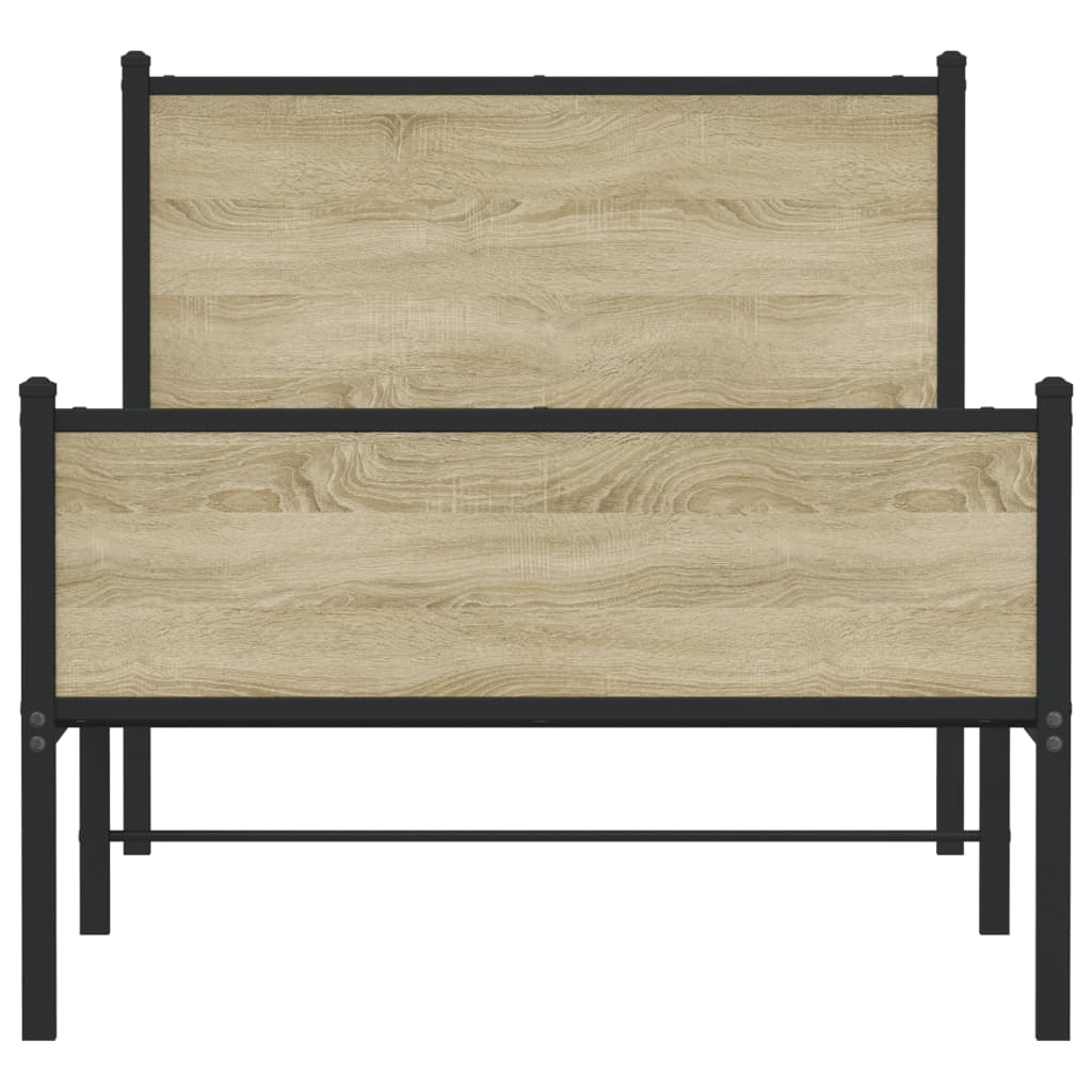 vidaXL Bedframe zonder matras metaal sonoma eikenkleurig 100x200 cm, foto 4