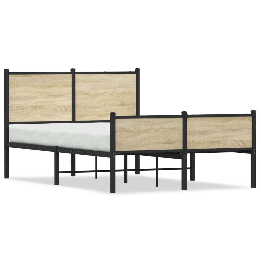 Metallbett ohne Matratze Sonoma-Eiche 120×190 cm