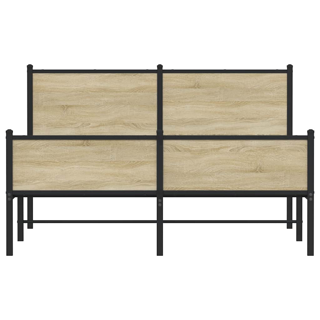 vidaXL Bedframe zonder matras metaal sonoma eikenkleurig 137x190 cm, foto 4
